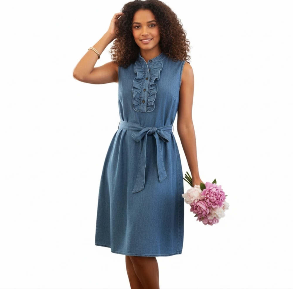 Draper James Sleeveless Chambray Shift Dress